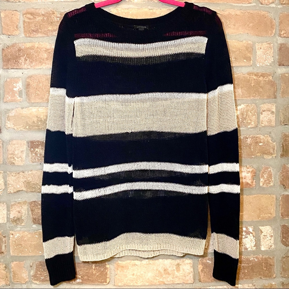 Ann Taylor Open Knit Striped Sweater - Size Large